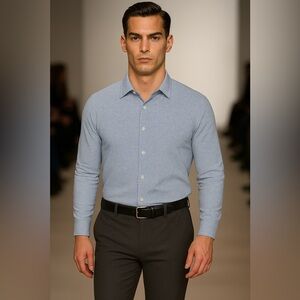 RHONE Icy Blue Dress Shirt XL Slim Fit